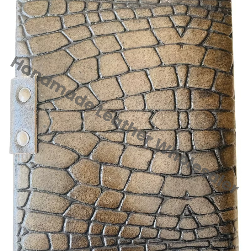 Leather Pentagram Women Vintage Book Shadows Magic Spell Wiccan Crocodile Print Deckle Old Pages Journal Celtic Blank Gift Paper