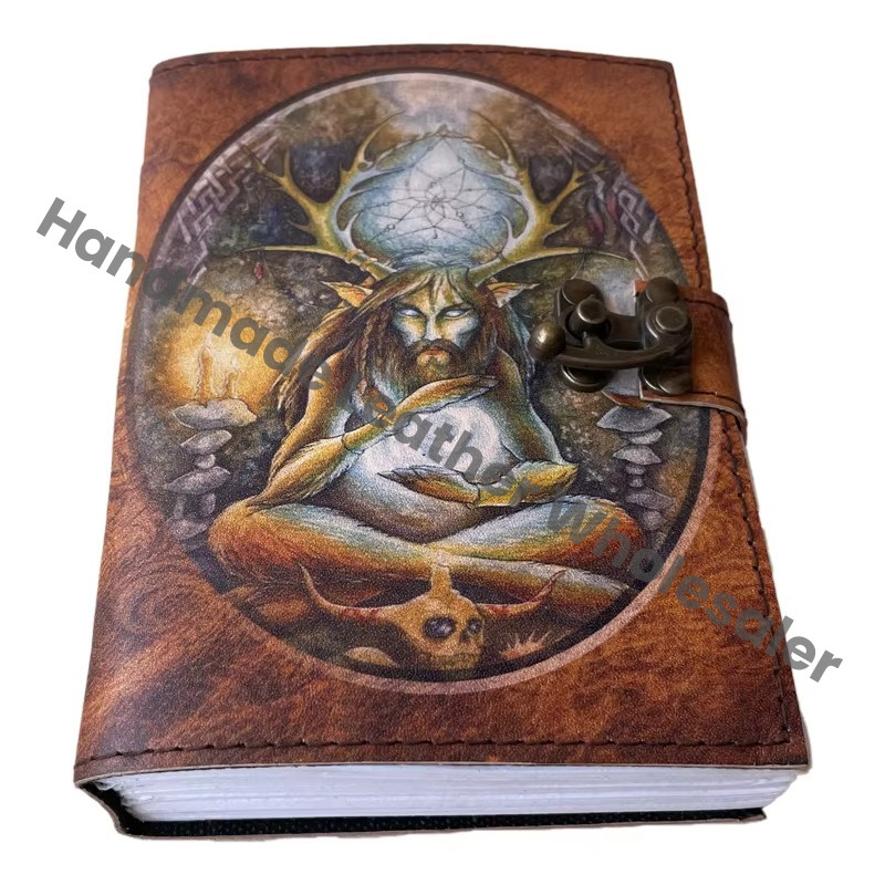 Leather Printed Journal Handmade Magical Retro Collage Poster Design Eco-friendly Paper Vintage Notebook Sketchbook Gift