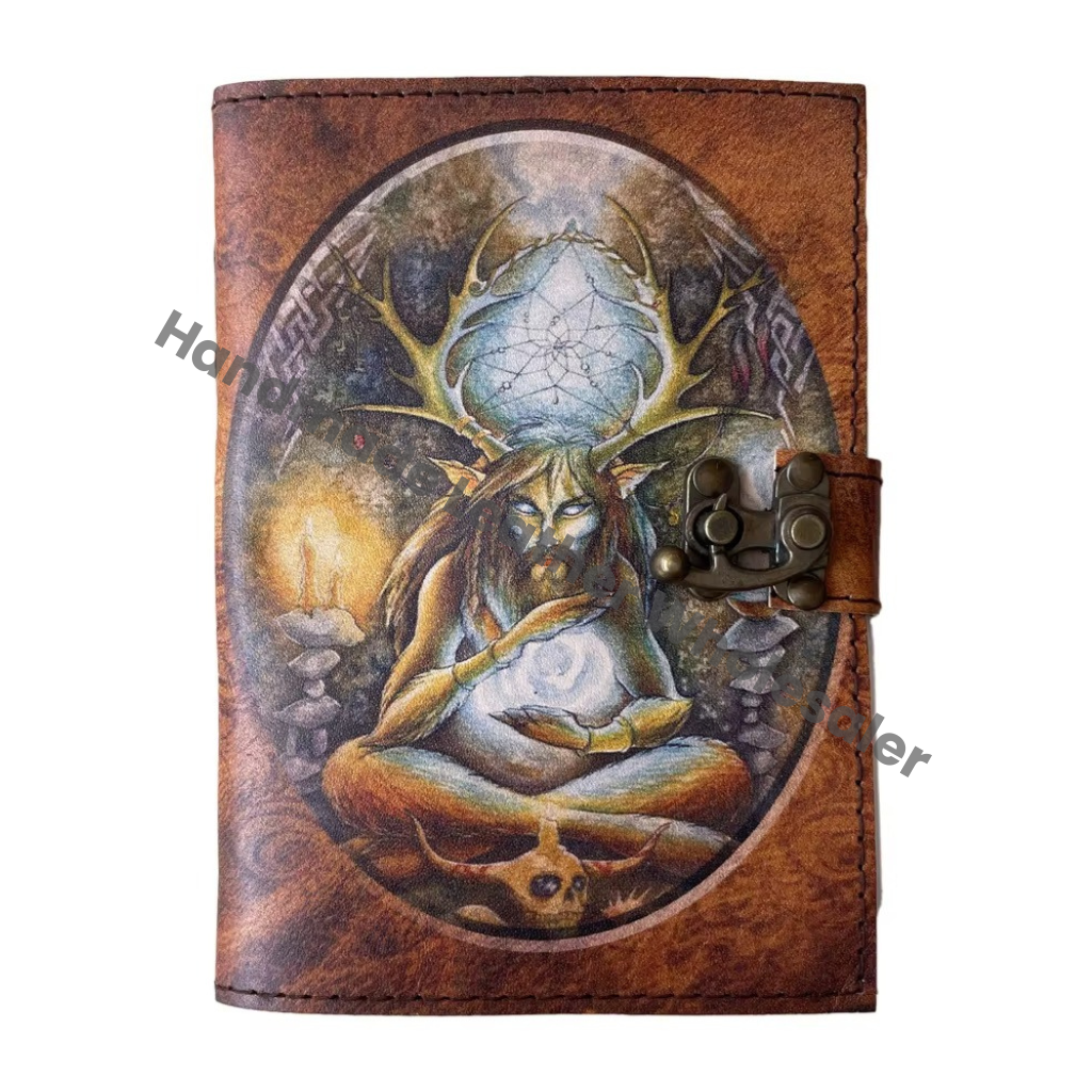 Leather Printed Journal Handmade Magical Retro Collage Poster Design Eco-friendly Paper Vintage Notebook Sketchbook Gift