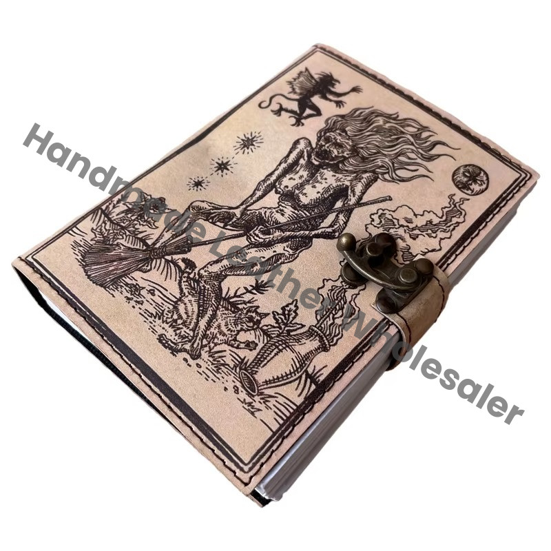Leather Printed Journal Retro Collage Poster Design Old Man Handmade Eco-friendly Vintage Paper Notebook Sketchbook Planner Gift