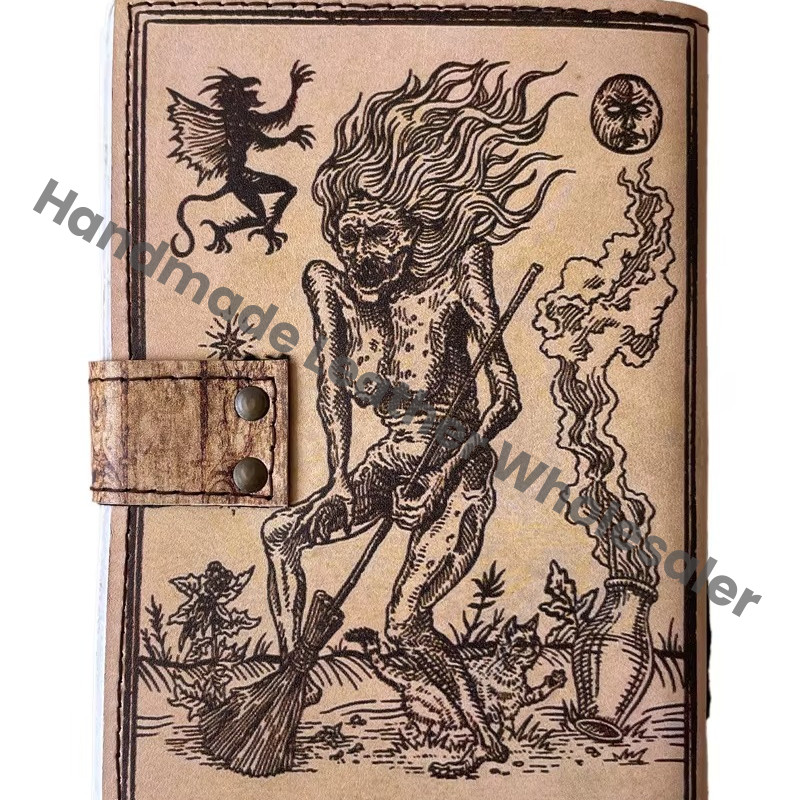 Leather Printed Journal Retro Collage Poster Design Old Man Handmade Eco-friendly Vintage Paper Notebook Sketchbook Planner Gift