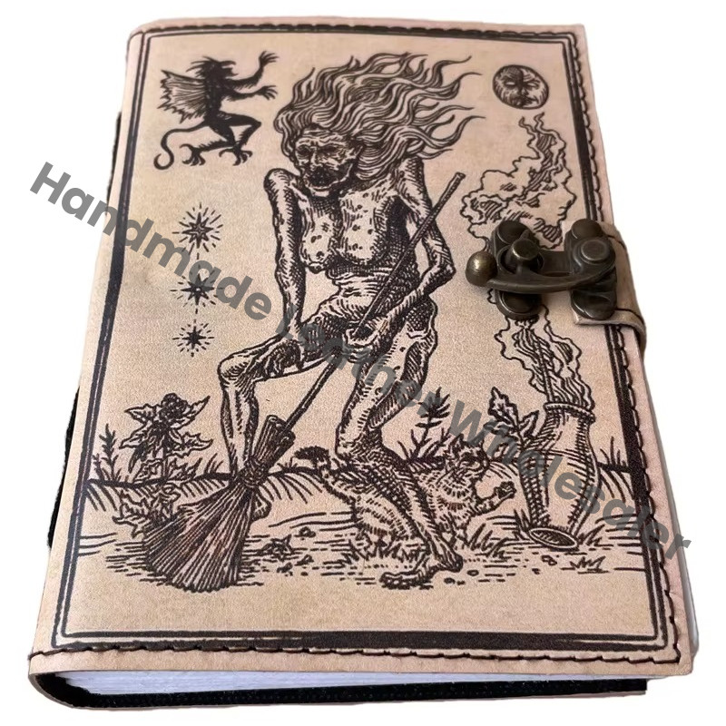 Leather Printed Journal Retro Collage Poster Design Old Man Handmade Eco-friendly Vintage Paper Notebook Sketchbook Planner Gift