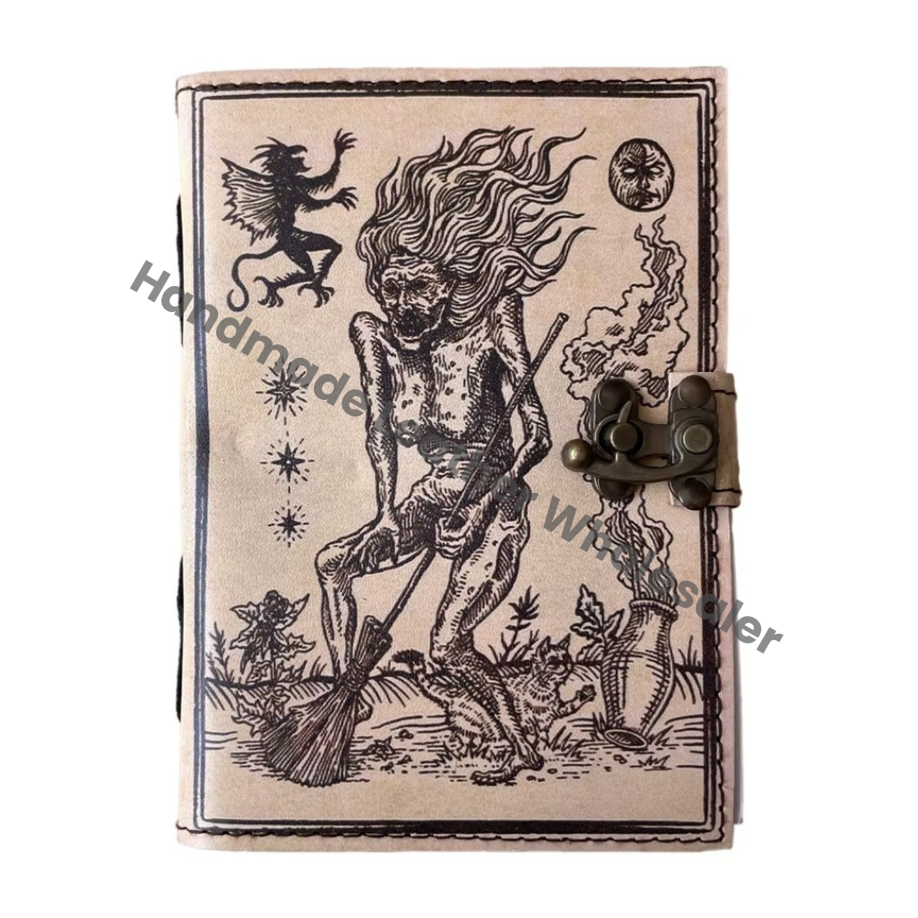 Leather Printed Journal Retro Collage Poster Design Old Man Handmade Eco-friendly Vintage Paper Notebook Sketchbook Planner Gift