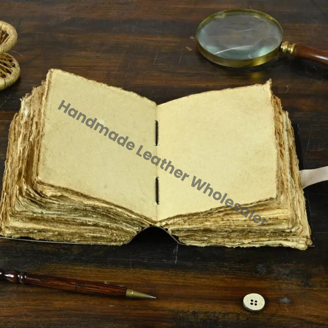 Leather Raven Journal – Gothic Grimoire Book of Shadows, Handmade Vintage Notebook