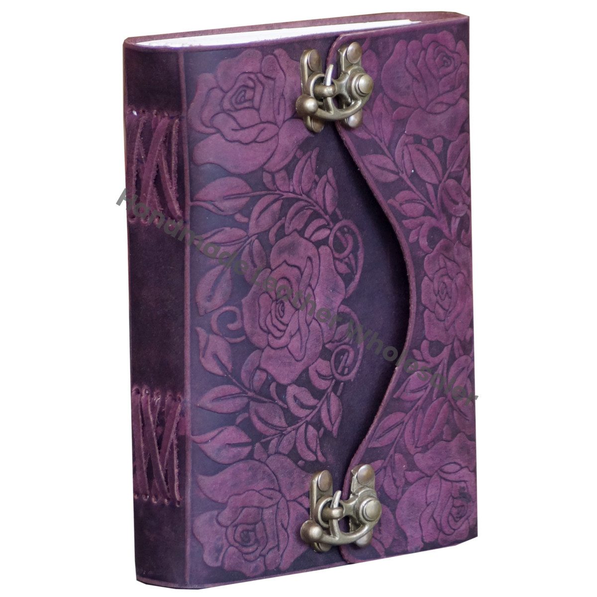 Leather Rose Embossed Hardcover Journal with Metal Clasp Closure Red Color Notebook Sketchbook Journal Gift