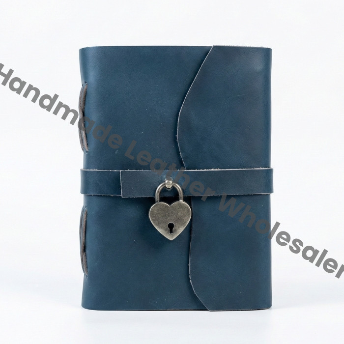 Leather Spell Book of Shadows: Heart Lock Journal, Vintage Grimoire