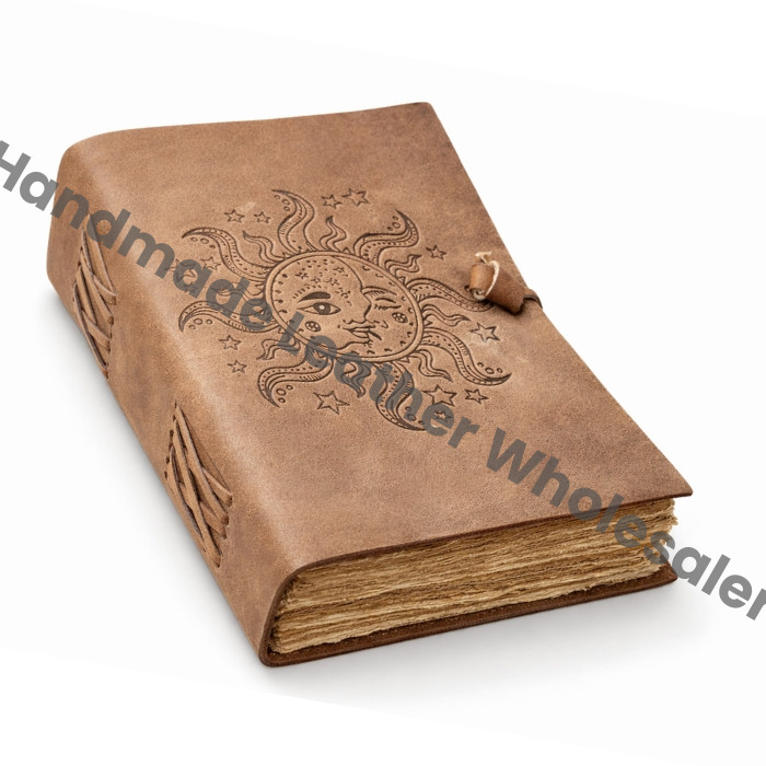 Leather Spell Book of Shadows: Sun Print, Deckle Edge Paper