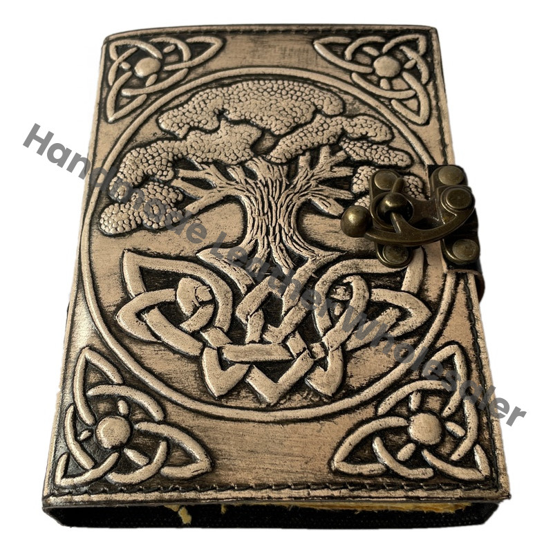 Leather Spiral Bound Handmade Personal Organizer Notebook Tree Life Celtic Antique Journal Paper Gift