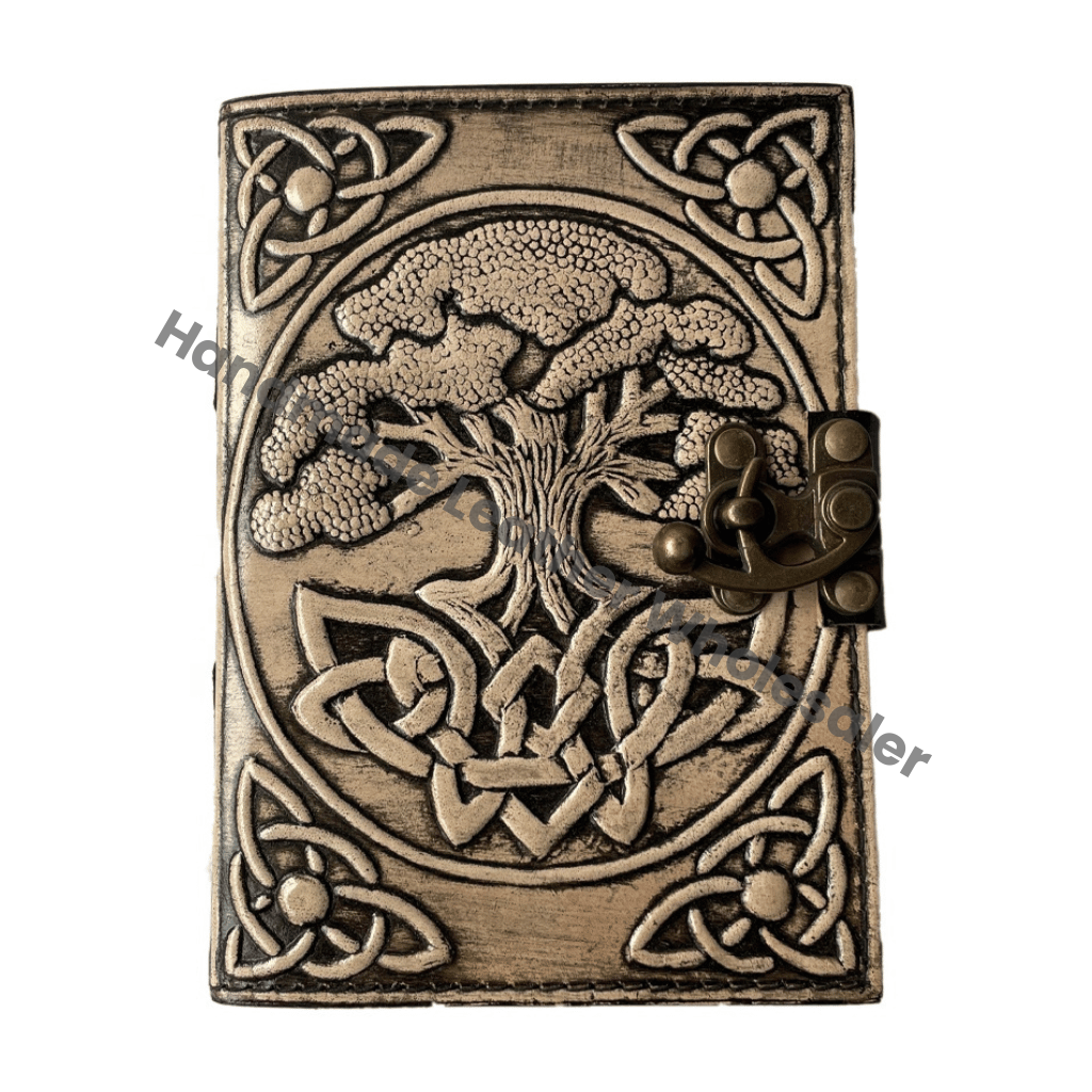 Leather Spiral Bound Handmade Personal Organizer Notebook Tree Life Celtic Antique Journal Paper Gift