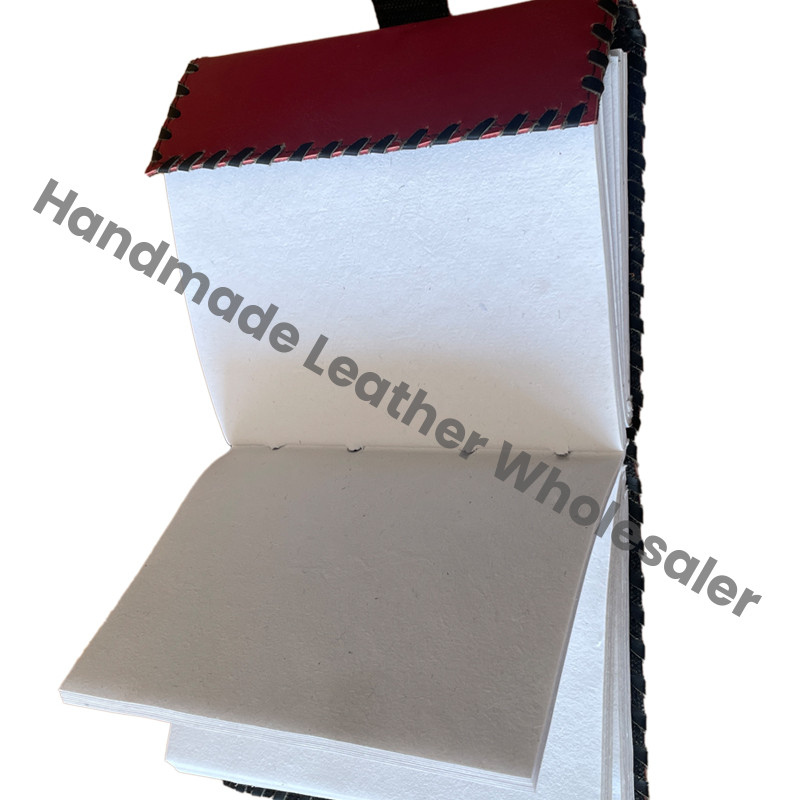 Leather Spiral Bound Journal Writing Notebook Red Color Handmade Daily Use Unlined Cotton Paper Gift for Men Women