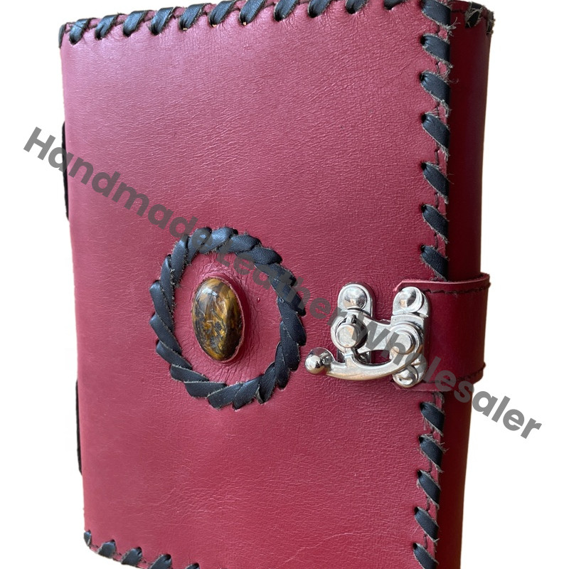 Leather Spiral Bound Journal Writing Notebook Red Color Handmade Daily Use Unlined Cotton Paper Gift for Men Women