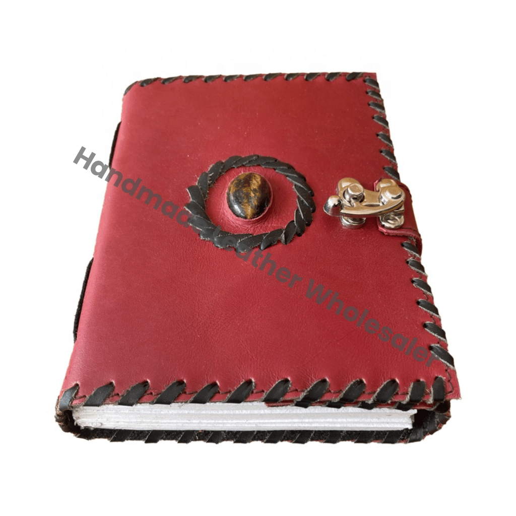 Leather Spiral Bound Journal Writing Notebook Red Color Handmade Daily Use Unlined Cotton Paper Gift for Men Women