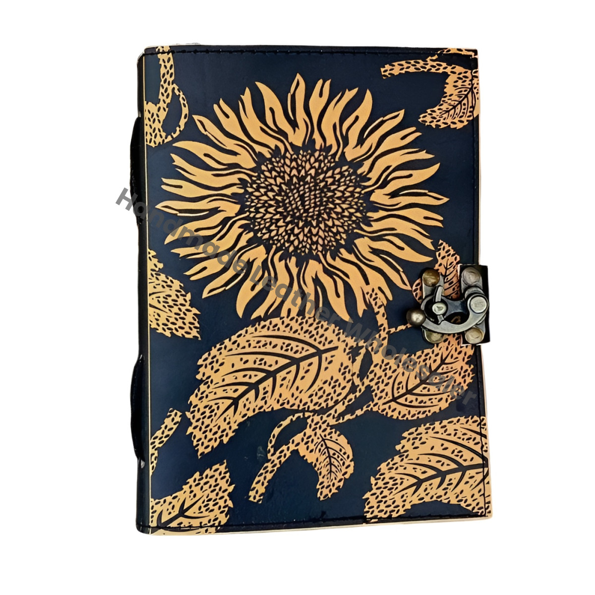 Leather Sunflower Grimoire Journal: Embossed Spell Book of Shadows
