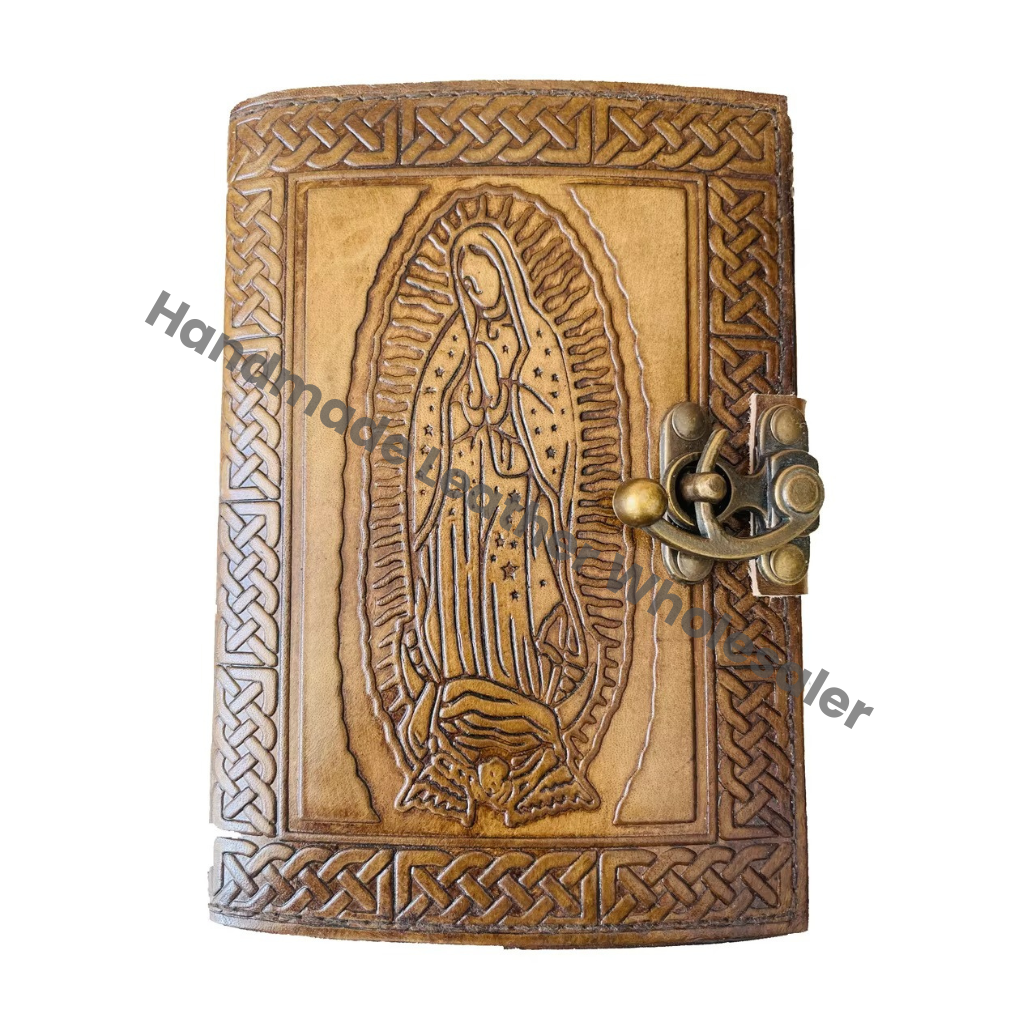Leather Writing Journal Embossed Hardcover Notebook to Write in for Boy Girls Men Unlined Unruled Charcoal Deckle Paper Diary