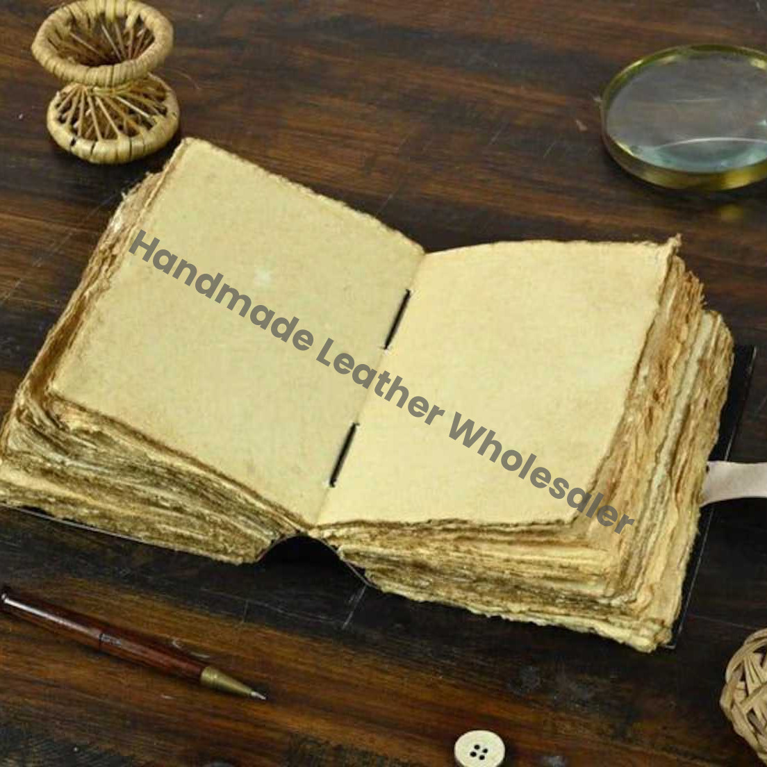 Lion Leather Grimoire Journal: Vintage Book of Shadows