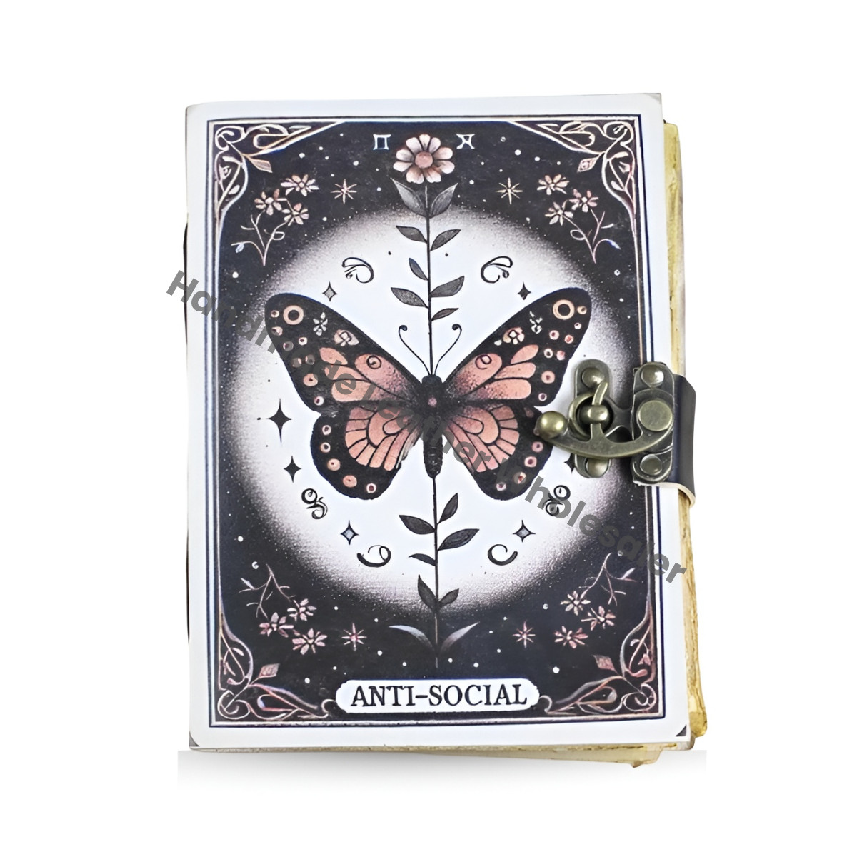 Luna Moth Leather Journal: Blank Book of Shadows, Vintage Lock