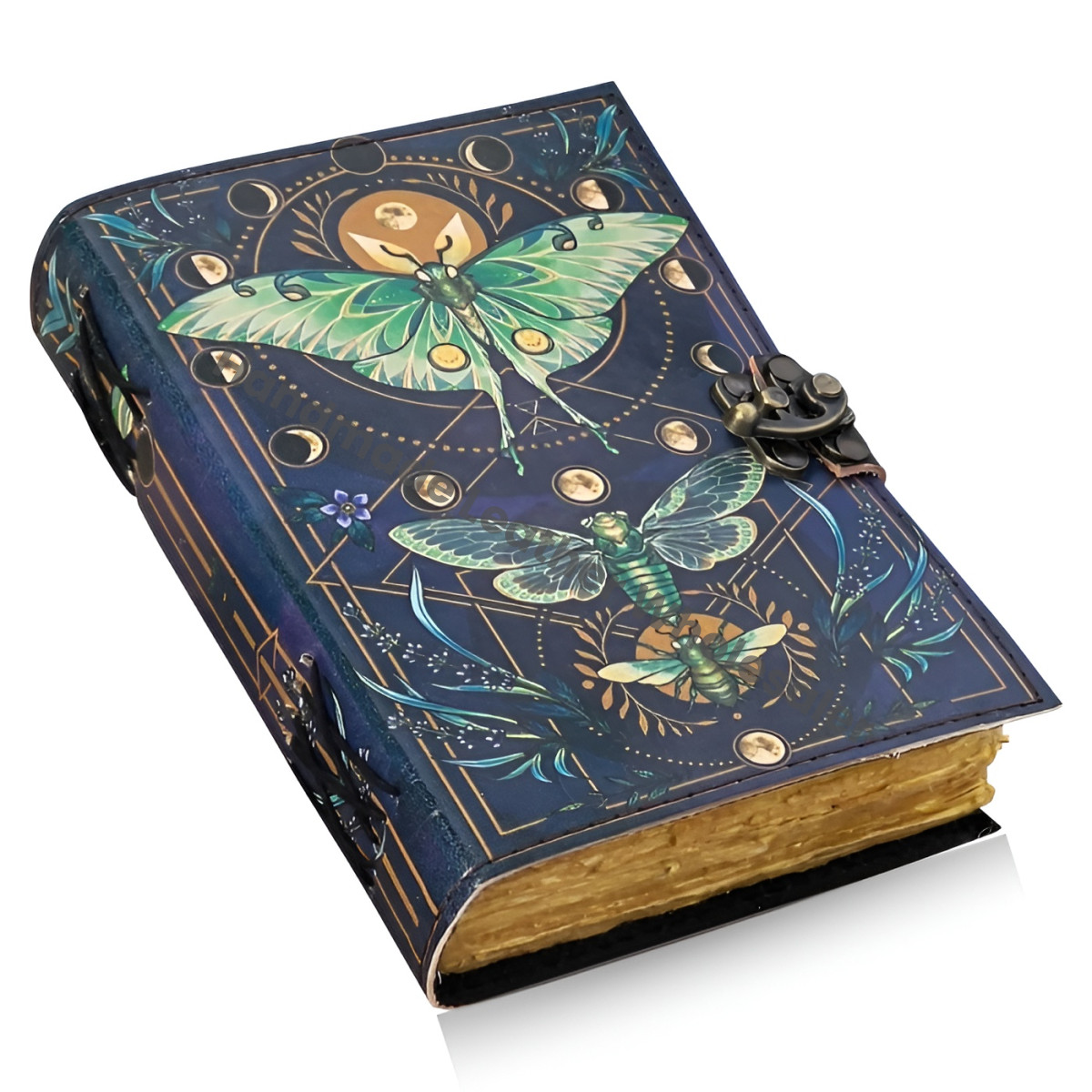 Luna Moth Leather Journal, Blank Book of Shadows, Witchcraft Grimoire