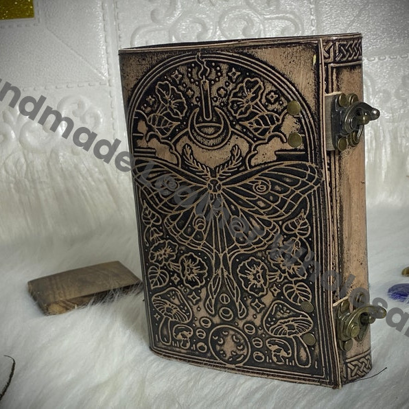Luna Moth Leather Journal: Blank Book of Shadows, Witchcraft Spellbook