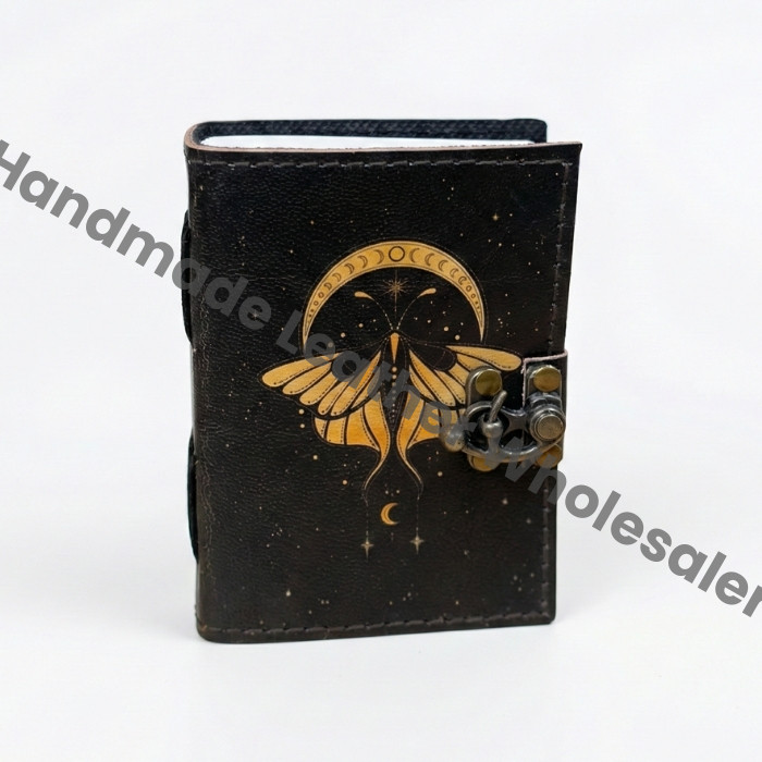 Luna Moth Leather Journal: Blank Spell Book, Witchcraft Notebook