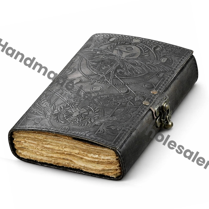 Luna Moth Leather Journal – Deckle Edge Book of Shadows
