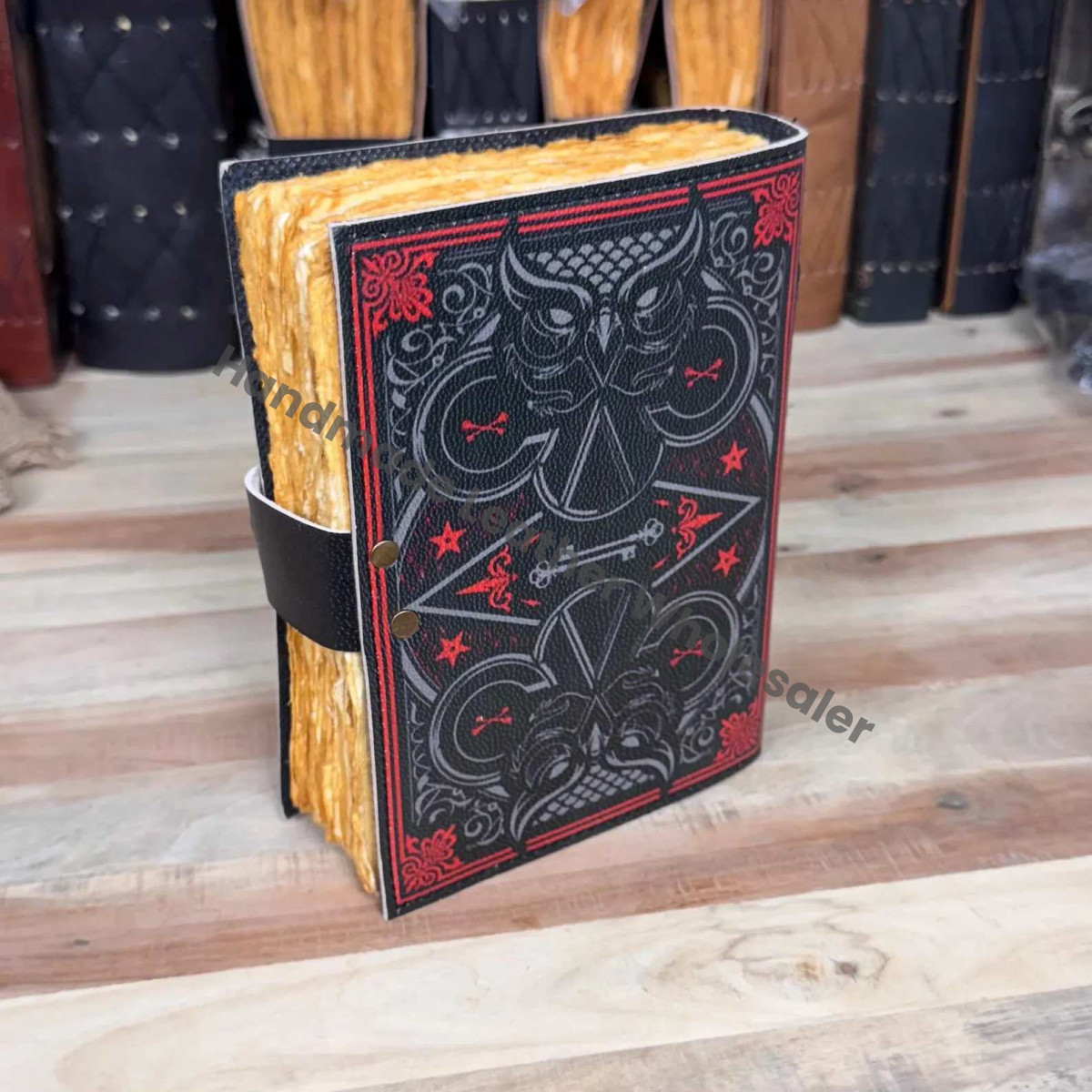 Luna Moth Leather Spell Book: Vintage Lock Journal, Deckle Edge Paper