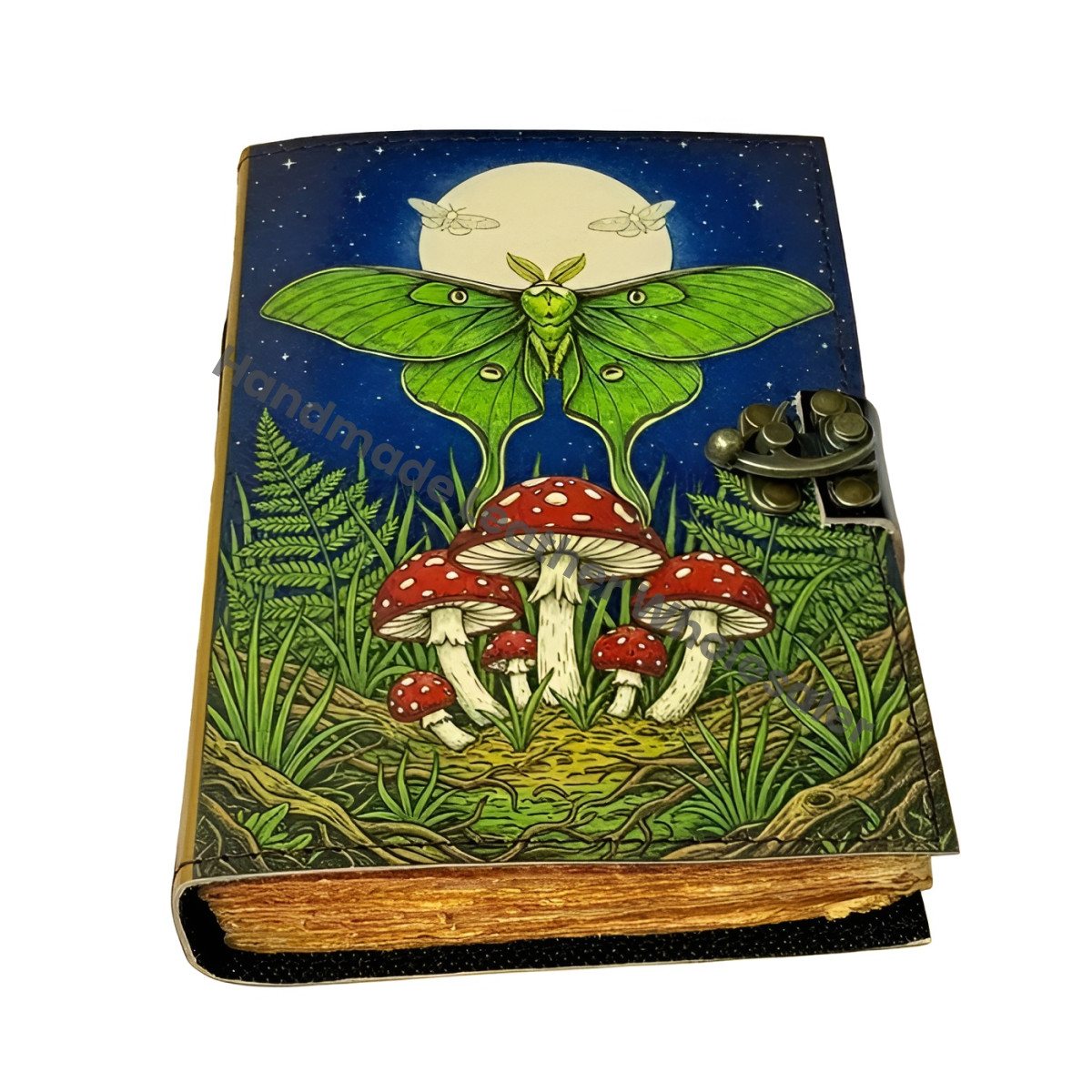 Luna Moth Leather Vintage Moon Forest Grimoire Handmade Book of Shadows