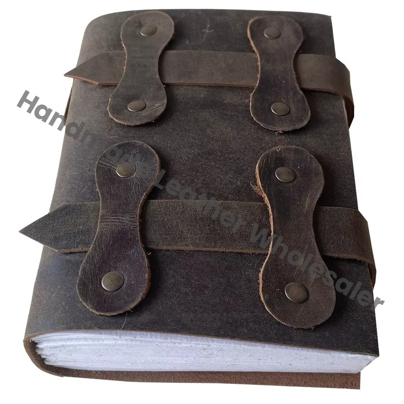 Luxury Business Custom Brown Soft Leather Thermal Binding Sheets Notebook Gift Cover Organizer Handmade Journal Recyclable