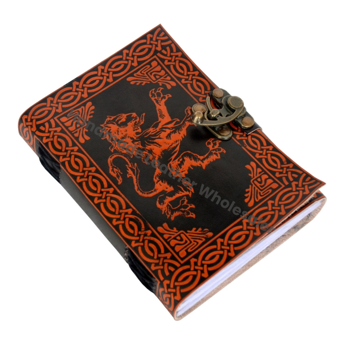 Luxury Handmade Genuine Leather Lion Celtic Journal | Vintage Non Refillable Writing Notebook | Personalized Leather Diary Gift