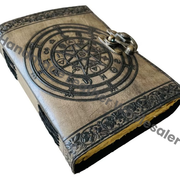 Magic of Spell Wiccan Sketchbook Deckle Old Pages Leather Journal Pentagram Women Vintage Book of Shadows Celtic Blank Planner