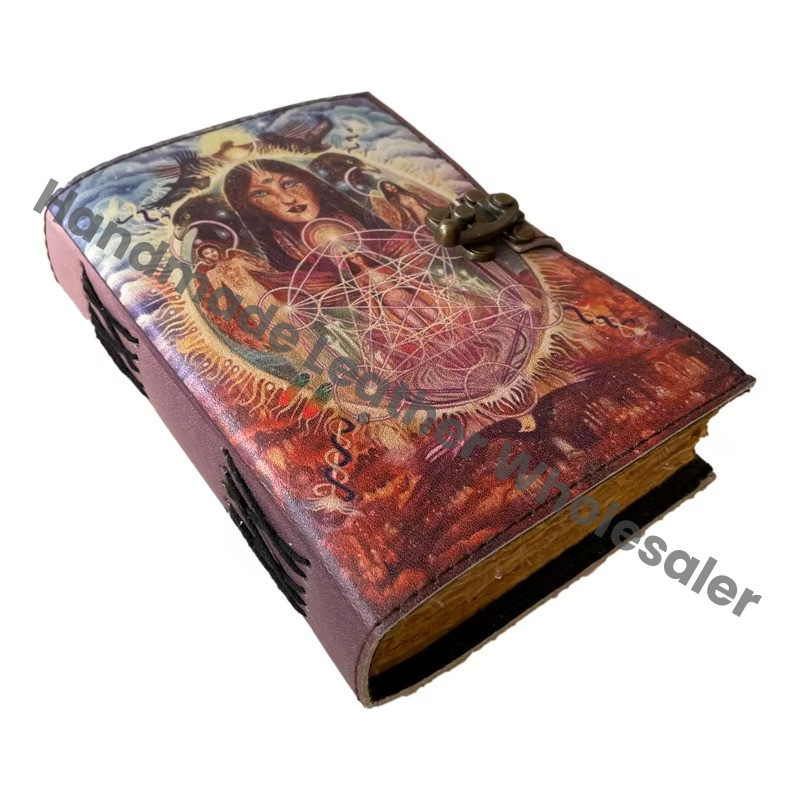 Magical Women Eagle Vintage Notebook Sketchbook Handmade Hard Leather Cover Eco-friendly Paper Printed Journal Retro