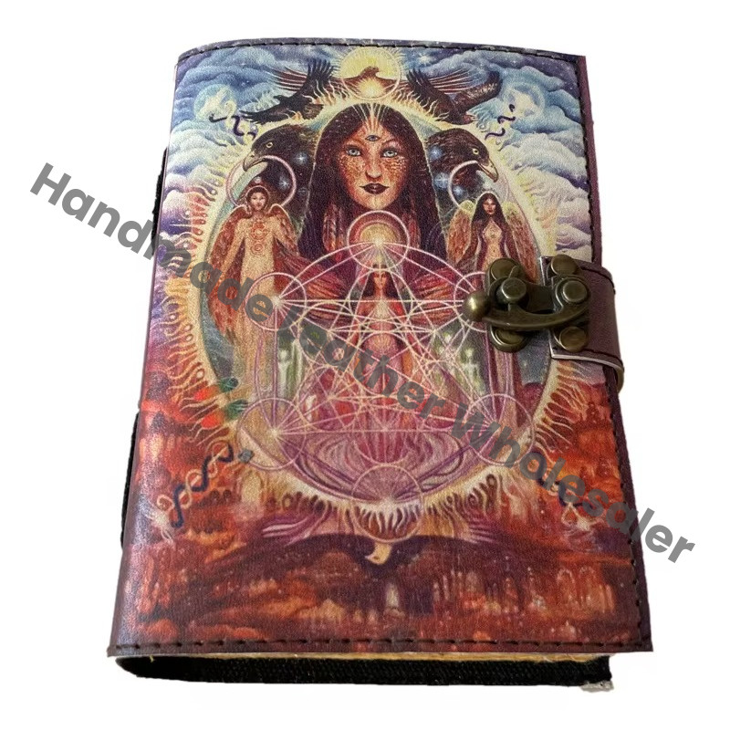 Magical Women Eagle Vintage Notebook Sketchbook Handmade Hard Leather Cover Eco-friendly Paper Printed Journal Retro