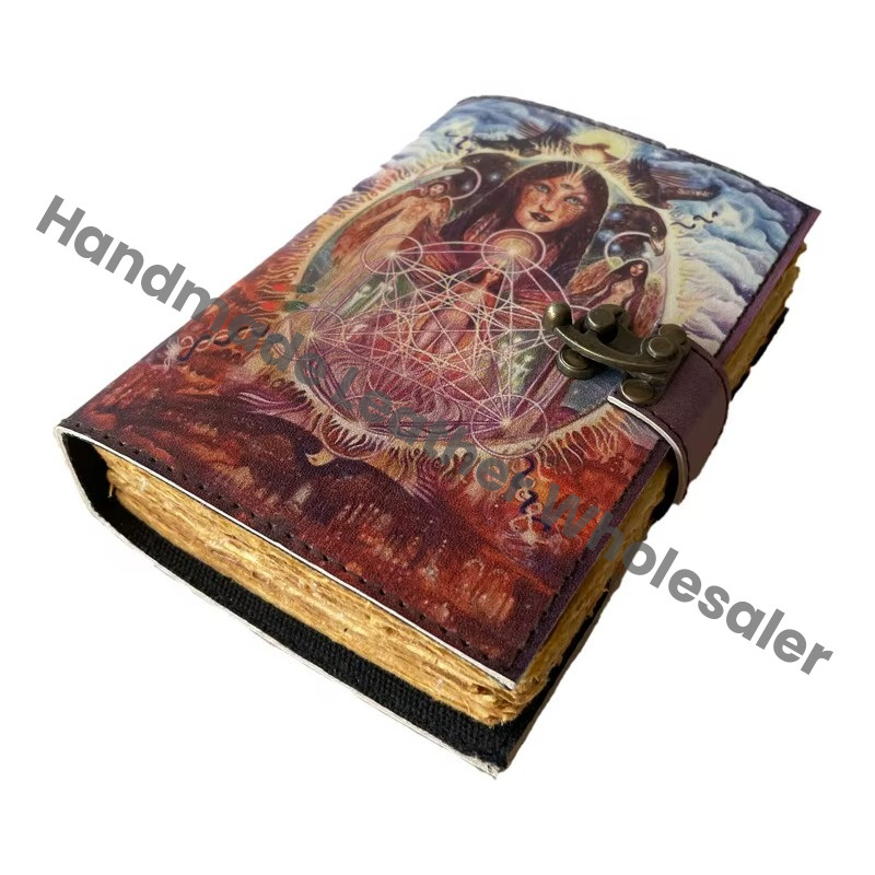 Magical Women Eagle Vintage Notebook Sketchbook Handmade Hard Leather Cover Eco-friendly Paper Printed Journal Retro