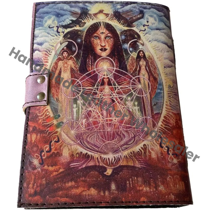 Magical Women Eagle Vintage Notebook Sketchbook Handmade Hard Leather Cover Eco-friendly Paper Printed Journal Retro