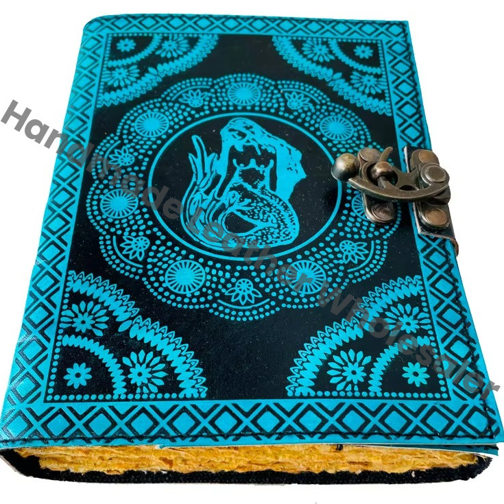 Mermaid Leather Journal fantasy Handmade Grimoire book Leather sketchbook fantasy notebook Writing Planner Travel Books