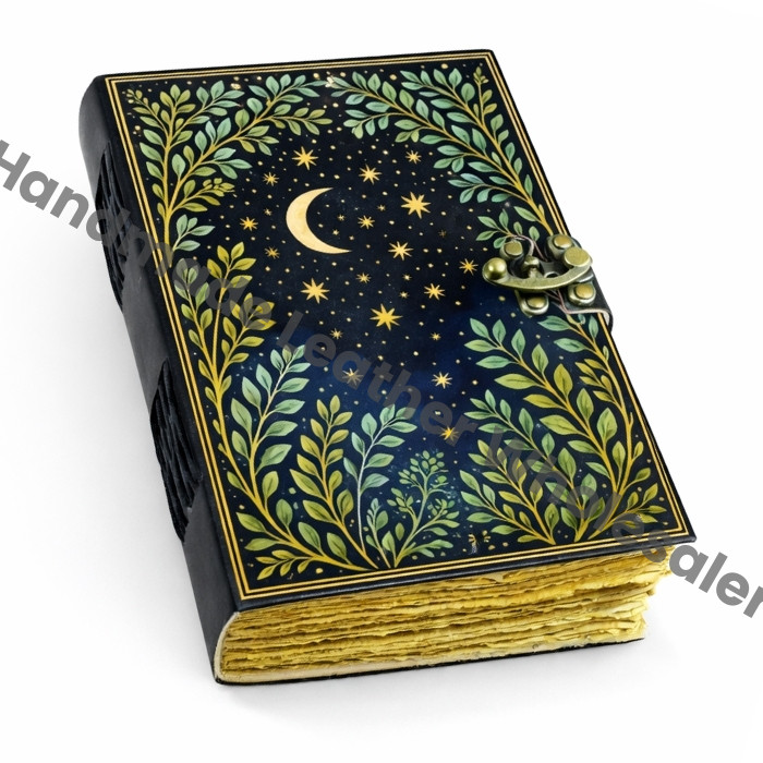Moon Leather Grimoire: Witchcraft Book of Shadows, Gothic Journal