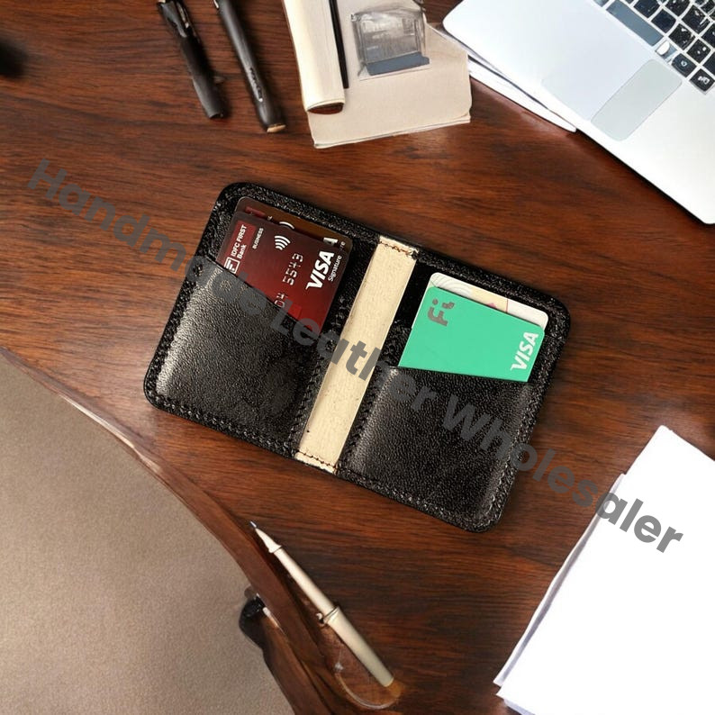 Moon Phase Leather Bifold Wallet, Personalized Card Holder