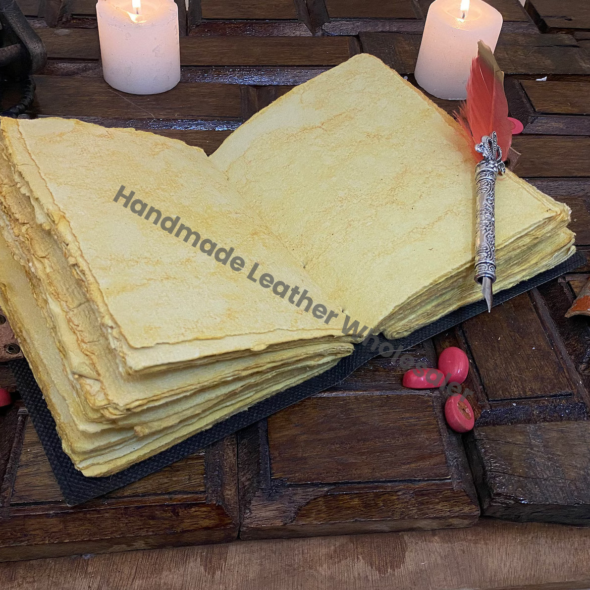 Moon Phase leather Journal notebook - Book of Shadows handstitched journal Grimoire Journal Handmade Journal With Deckle Paper Brass C lock