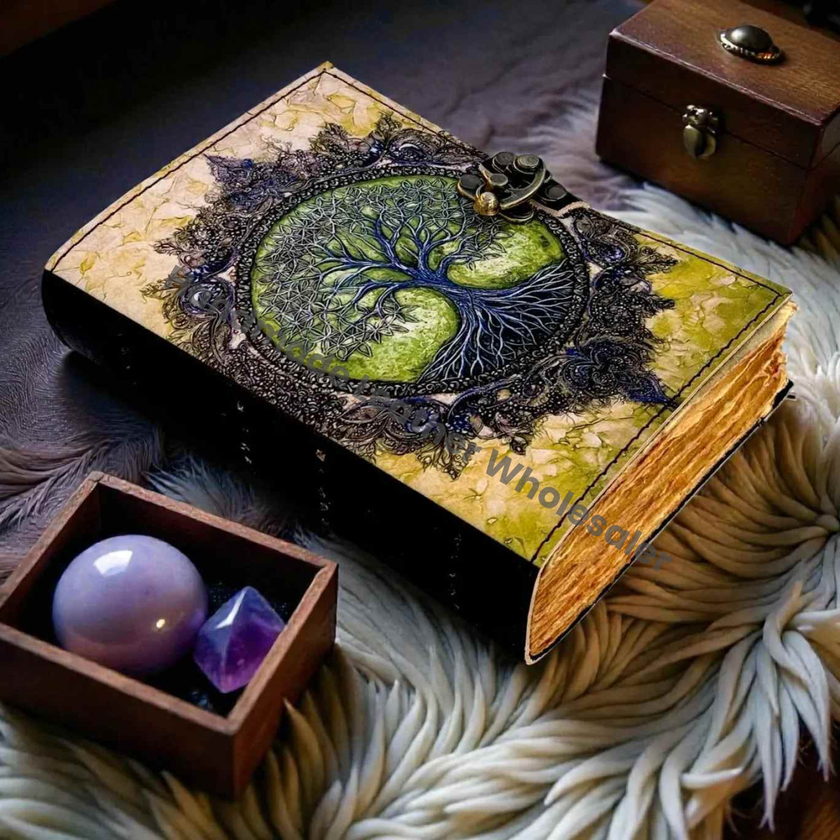 Moon Tree Leather Vintage Moon Forest Grimoire Handmade Book of Shadows, Spell book Wiccan Pagan Gothic Magic Diary