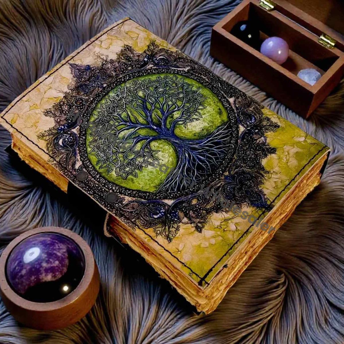 Moon Tree Leather Vintage Moon Forest Grimoire Handmade Book of Shadows, Spell book Wiccan Pagan Gothic Magic Diary