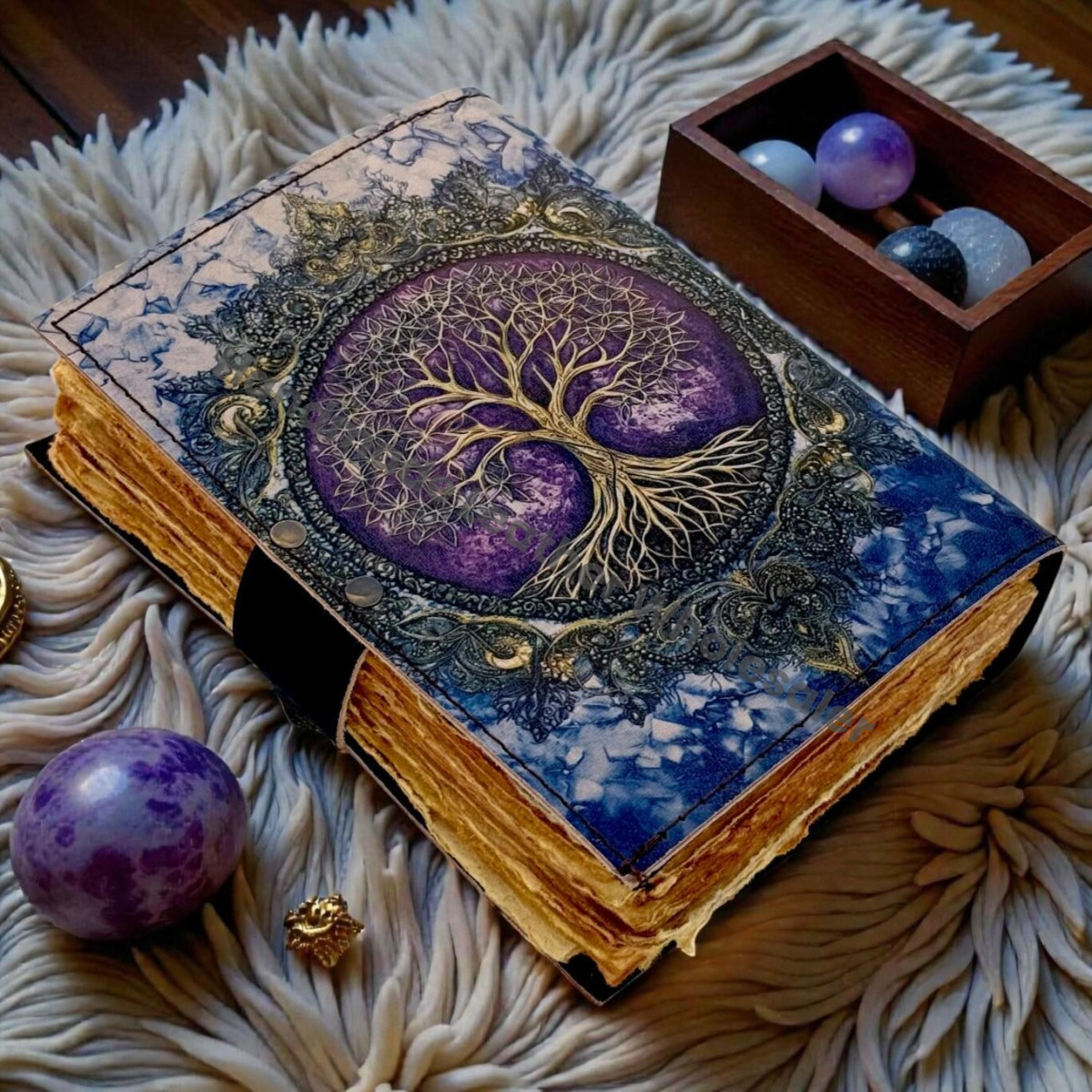 Moon Tree Leather Vintage Moon Forest Grimoire Handmade Book of Shadows, Spell book Wiccan Pagan Gothic Magic Diary