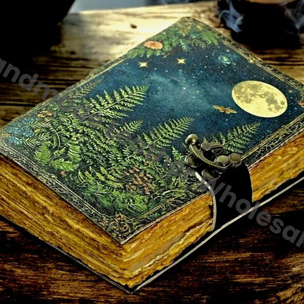 Moon Tree Leather Vintage Moon Forest Grimoire Handmade Book of Shadows, Spell book Wiccan Pagan Gothic Magic Diary Gifts |