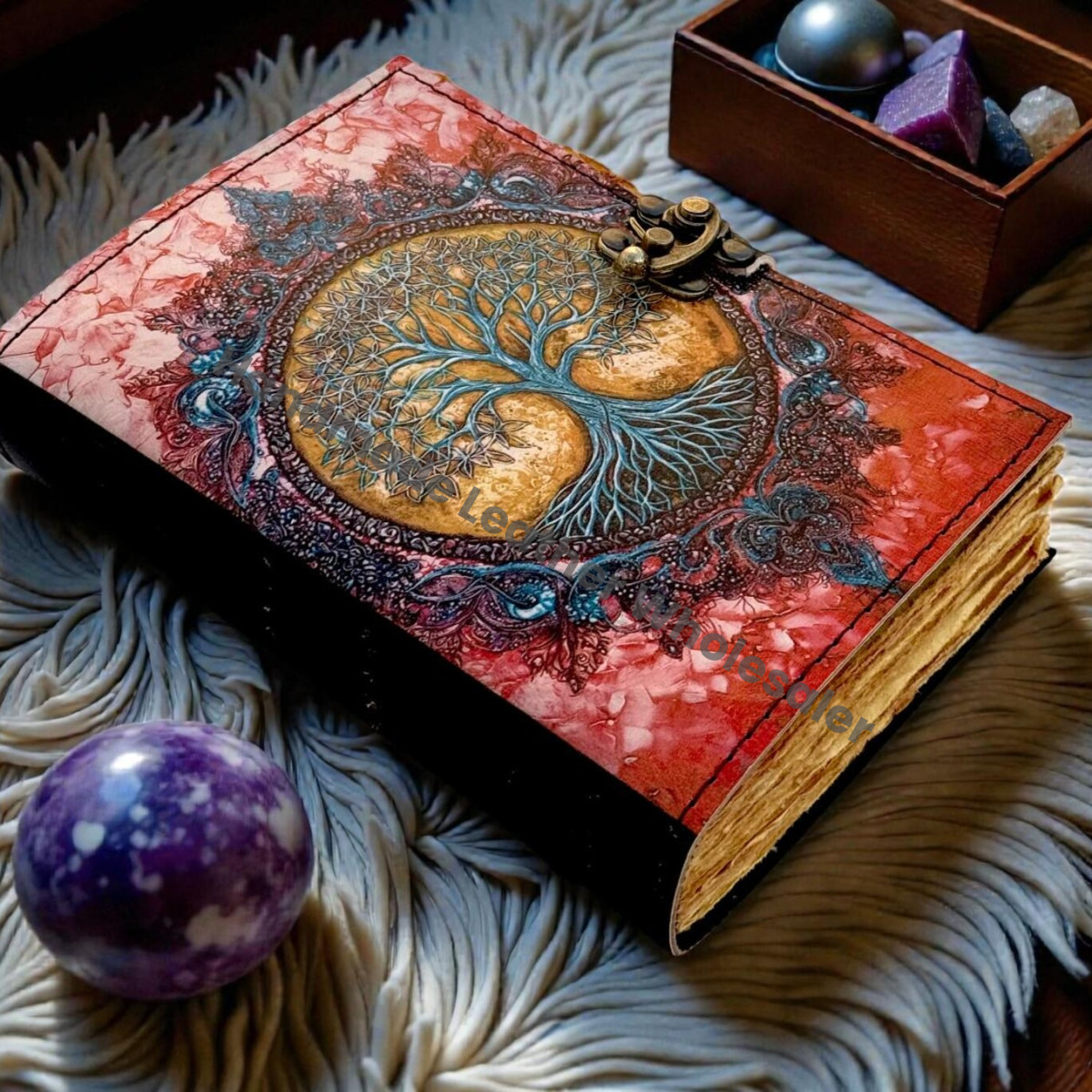 Moon Tree Leather Vintage Moon Forest Grimoire  Handmade Book of Shadows, Spell book Wiccan Pagan Gothic Magic Diary