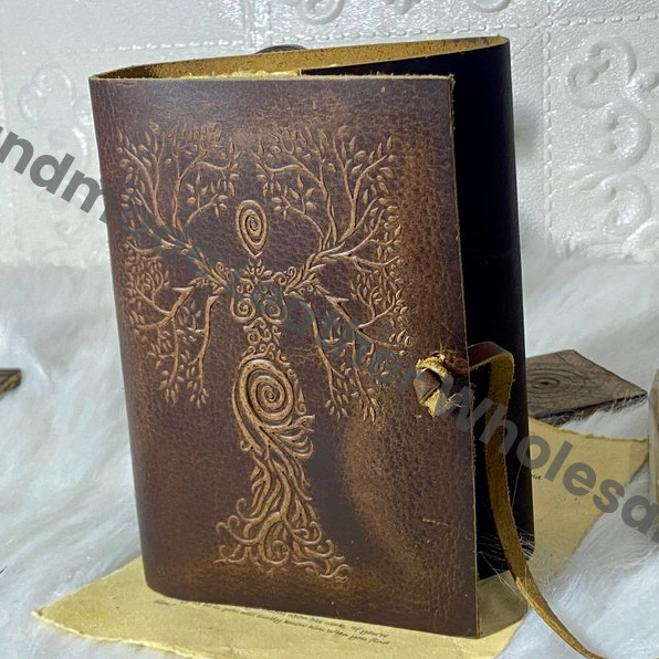 Mother Earth Leather Journal: Handmade Spell Book with Deckle Edge Paper