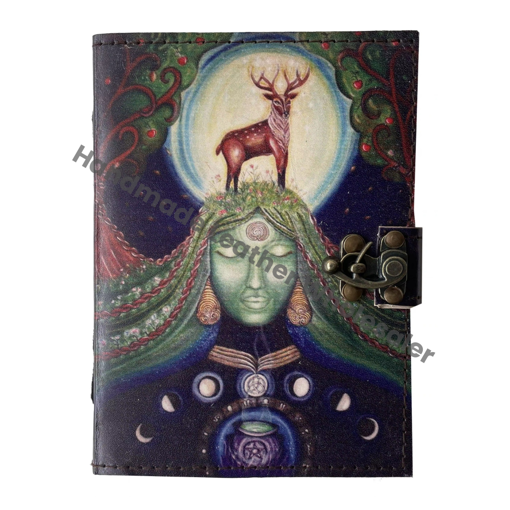 Mother Earth Printed Journal Handmade Goddess Design Eco-friendly Leather Writing Gift Book Paper Travel Writing