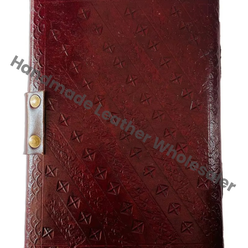 Mother Earth Vintage Leather Address Book Celtic Wiccan Writing Prop Brown Handmade Embossed Deckle Edge Eco-friendly Paper Gift