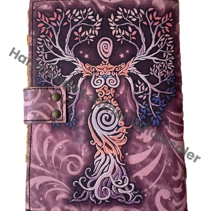 Mother of Earth Journal Design Handmade Leather Printed Deckle Edge Vintage Paper Sketchbook Clasp of Unique Cover Diary Planner