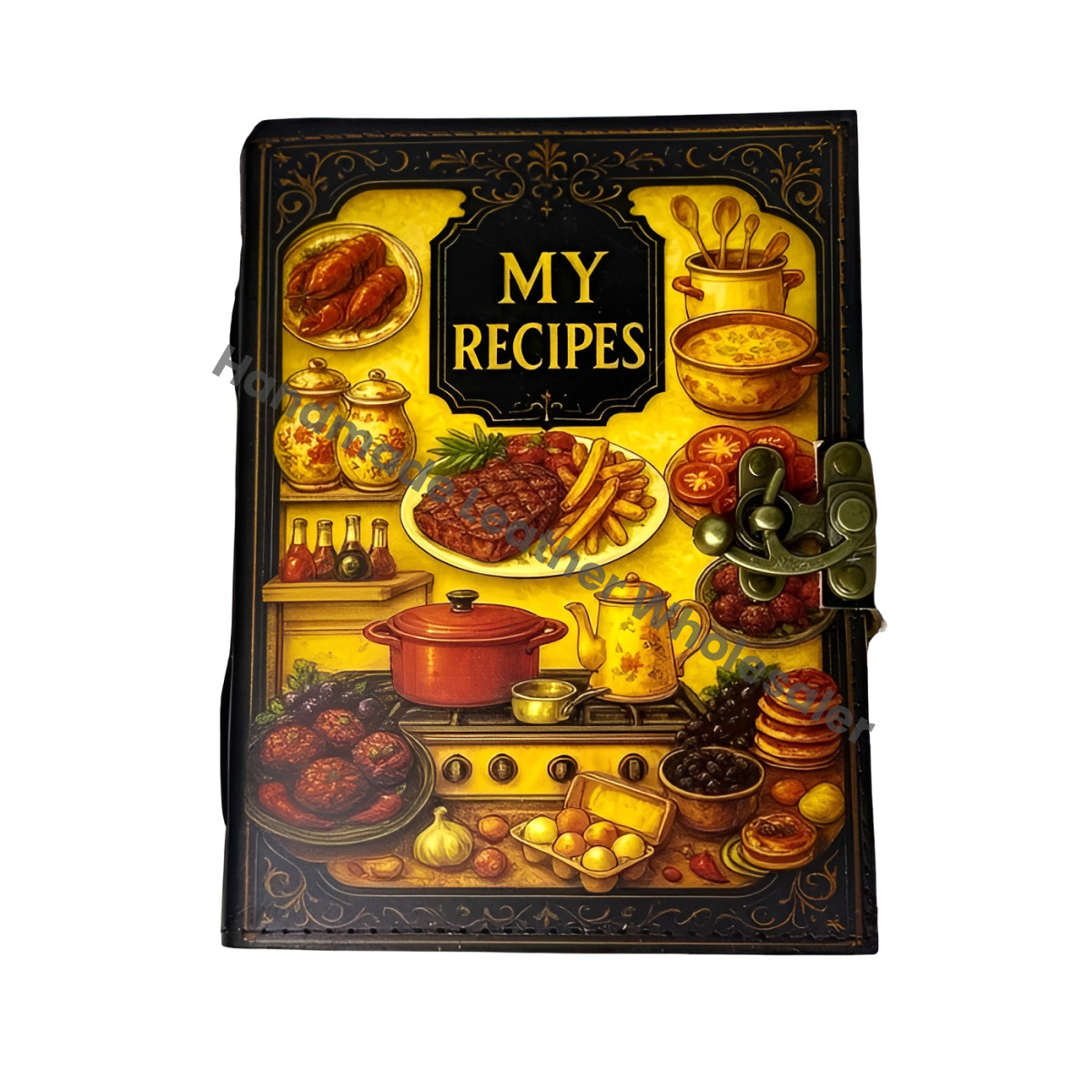 My Recipes Leather Journal – Handmade Blank Cookbook, Vintage Kitchen Notebook, Dessert & Baking Recipe Book