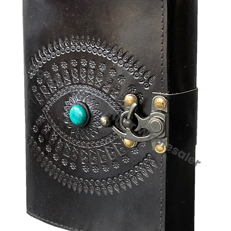 Natural Handicraft Chakra Medieval Stone Embossed Handmade Leather A4 Journal Notebook Office Diary College Poetry