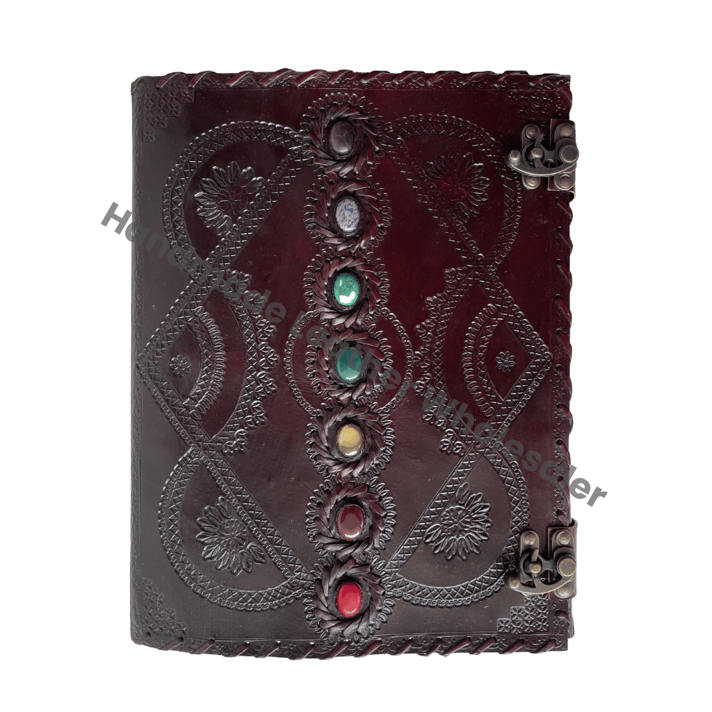 New Brown Leather Thread Sewing Spiral Binding Handmade Embossed Hard Cover Journal Notebook Office Diary College Poetry Gift