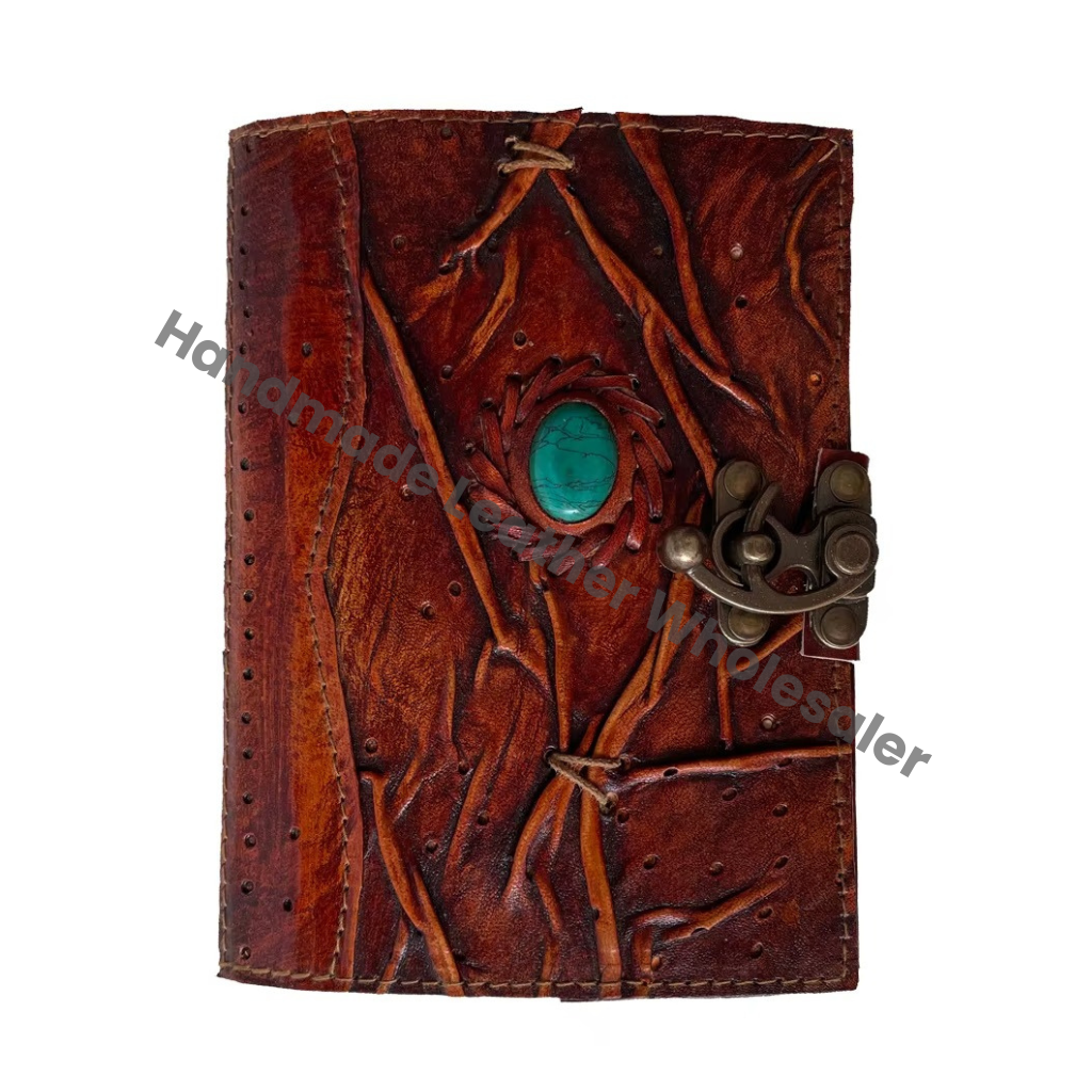 New Handmade Genuine Leather Hardcover Antique Shape Single Eye Leather Journal Address Book Gift with Eco-friendly Paper